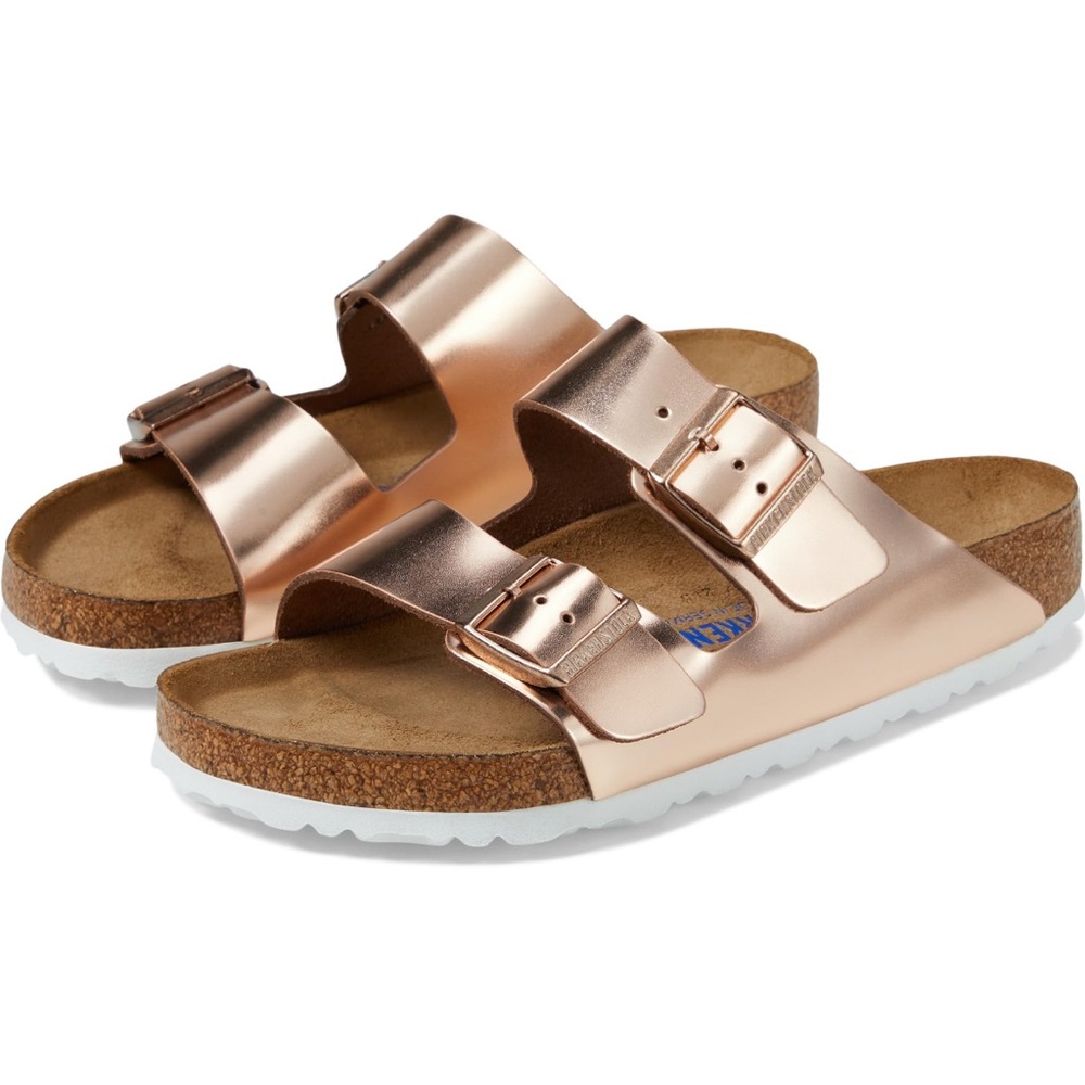 Birkenstock Arizona Soft Footbed Slide copper Metallic Leather, Women’s size 37